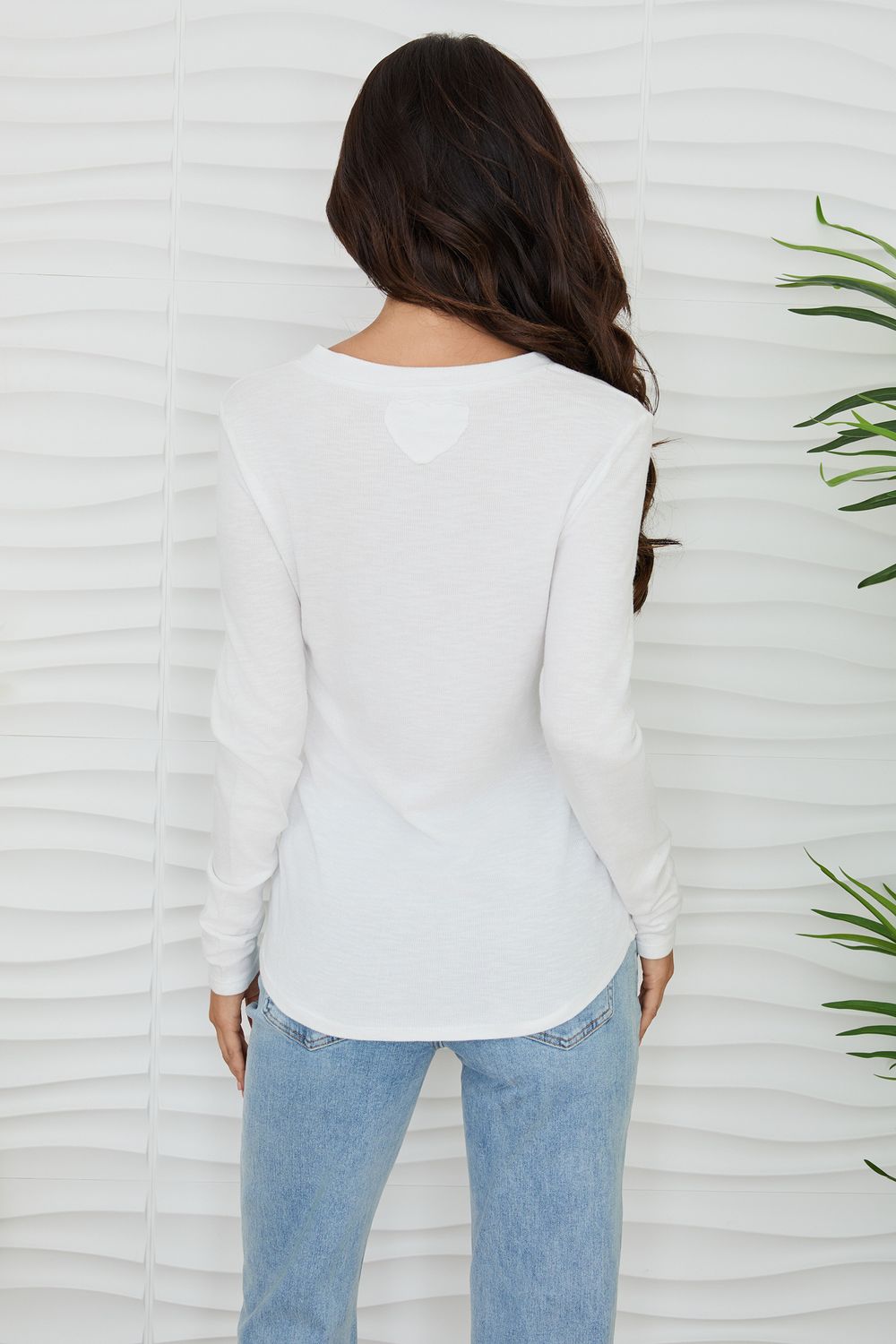 BABY RIB LONG SEEVE V-NECK HENLEY 11565