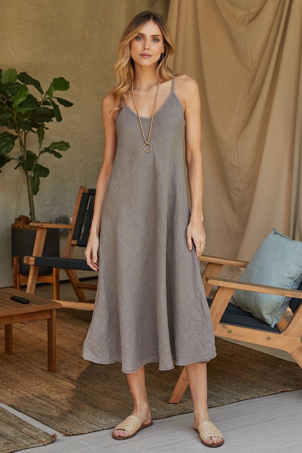 LINEN MAXI SLIP DRESS 22.2237/224008/244008
