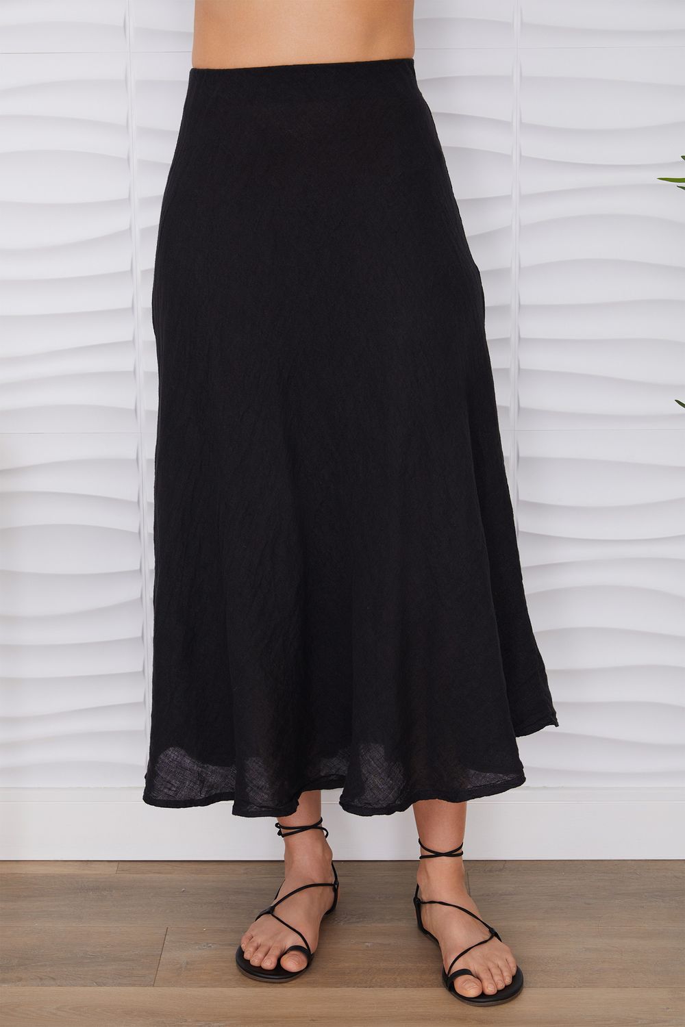 LINEN CRINKLE MIDI SKIRT 113002