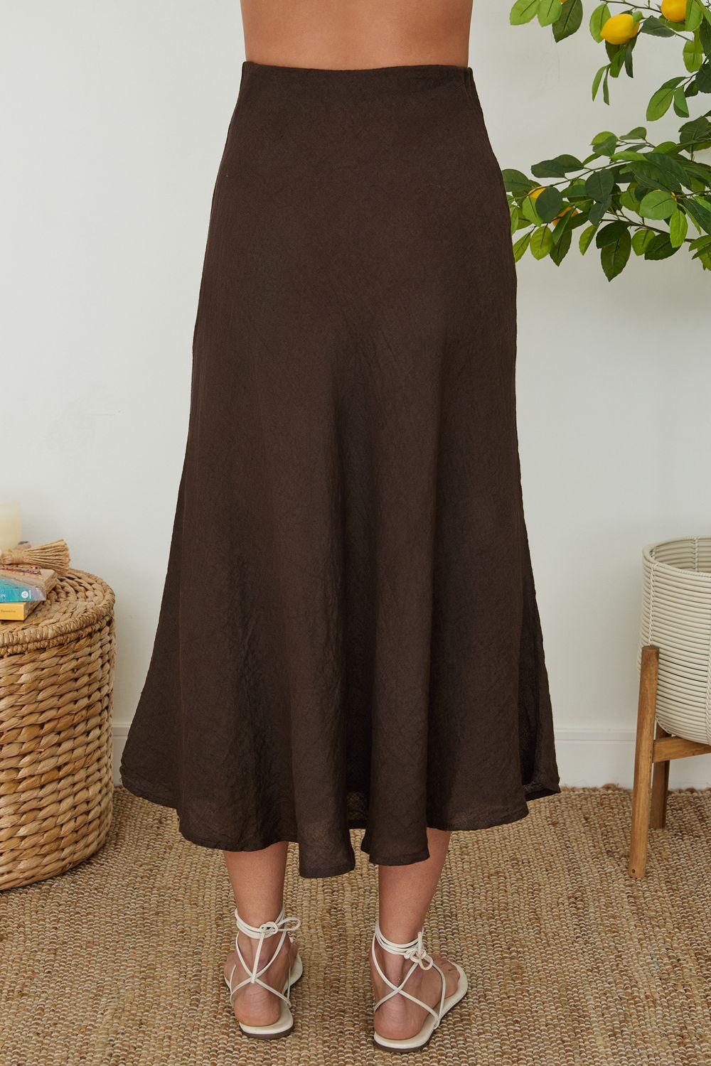 LINEN CRINKLE MIDI SKIRT 113002