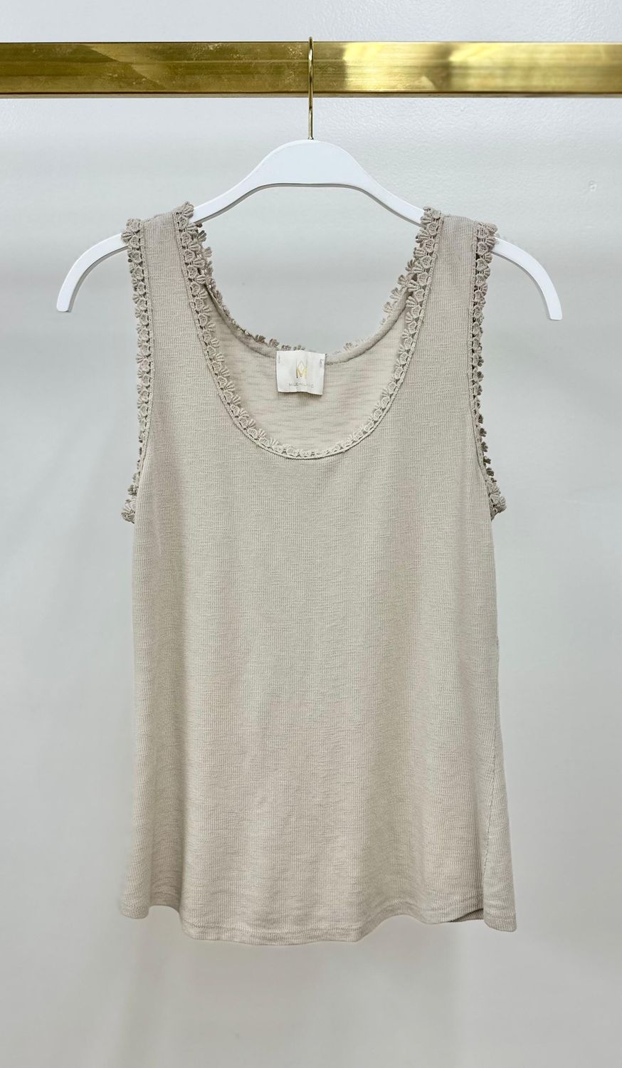 COTTON BABY RIB TANK 11576/84330, Color: TAUPE, Size: XS