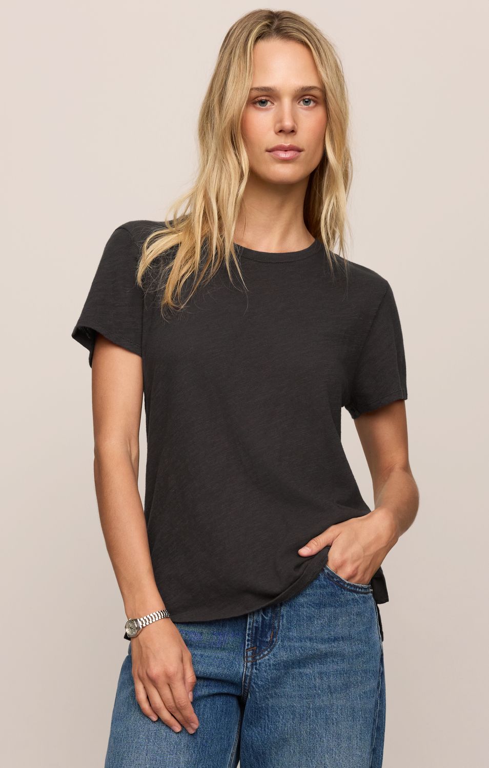 FOUNDATION SLUB TEE ZT253912, Color: BKS, Size: XS