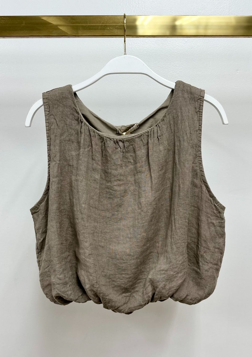 LINEN SLEEVELESS BUBBLE TOP 11602
