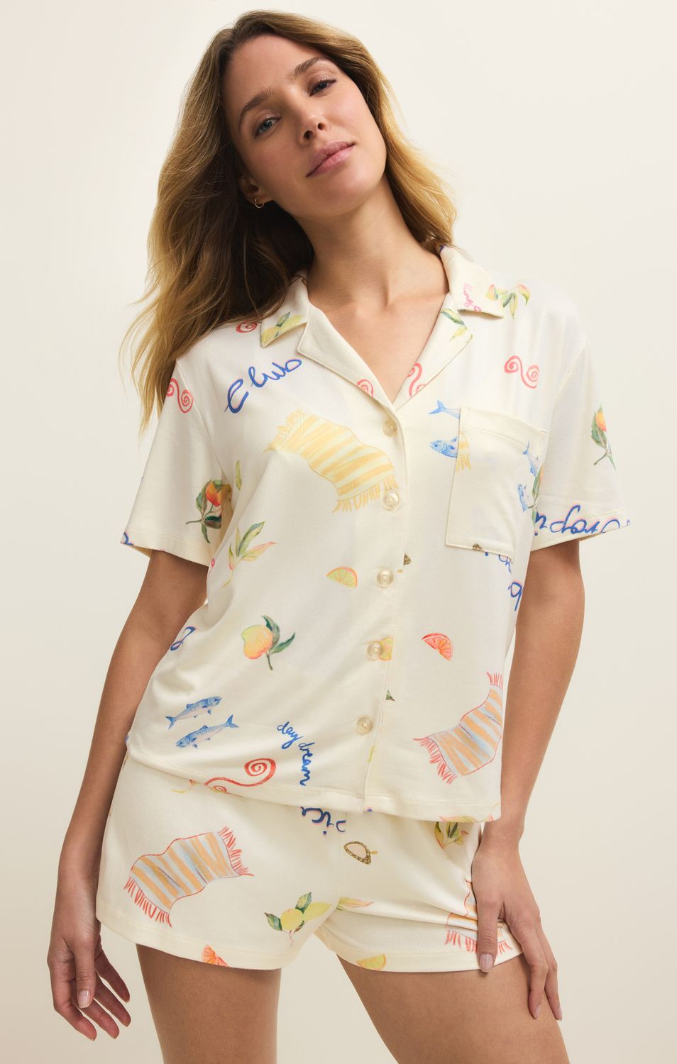 BEACH DAYS PJ TOP ZLT261435, Color: VAC, Size: XS