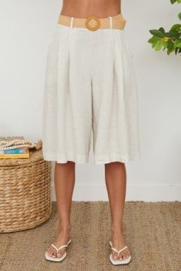 LINEN WIDE-LEG BERMUDA SHORT 155115