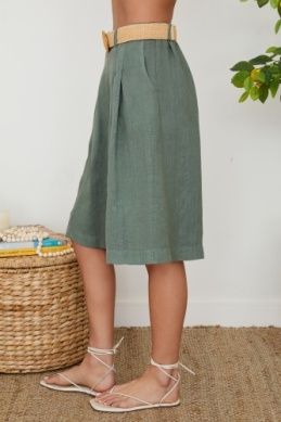 LINEN WIDE-LEG BERMUDA SHORT 155115