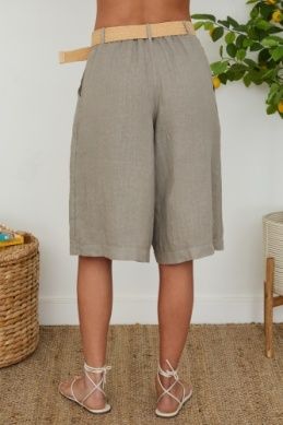 LINEN WIDE-LEG BERMUDA SHORT 155115