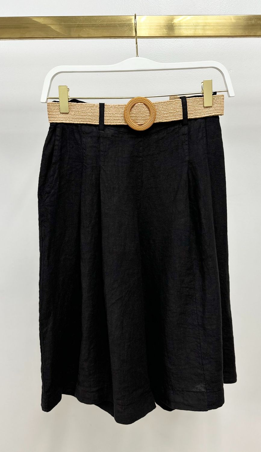 LINEN WIDE-LEG BERMUDA SHORT 155115