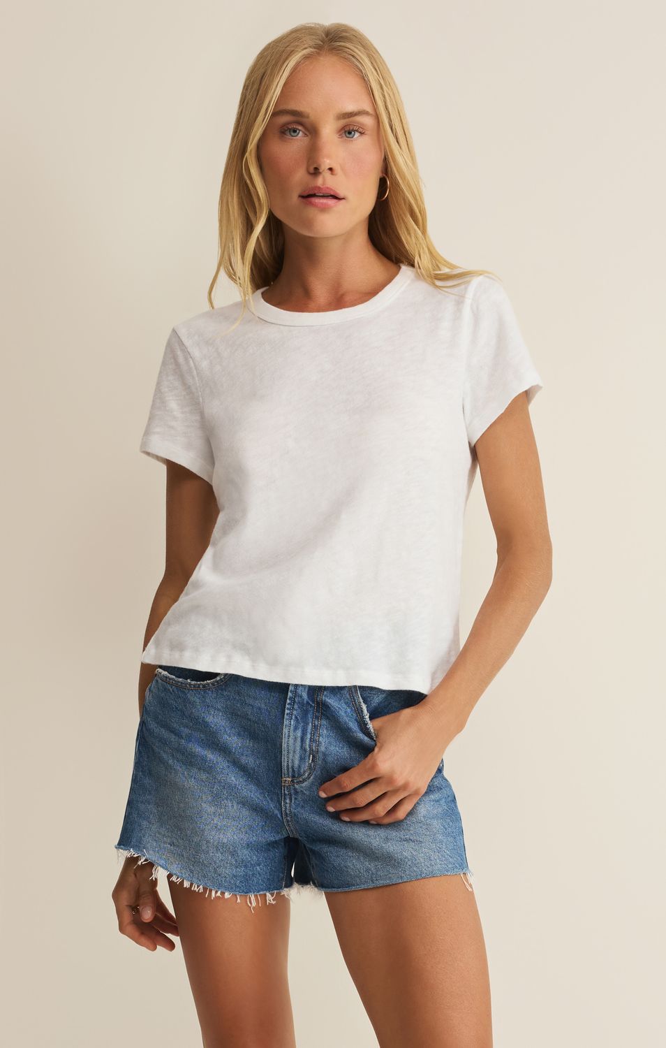 JUNIE SLUB TEE SHIRT ZT262980, Color: WHT, Size: XS