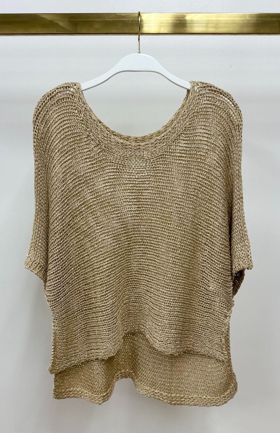 METALLIC CROCHET HI-LO TOP 800949, Color: GOLD