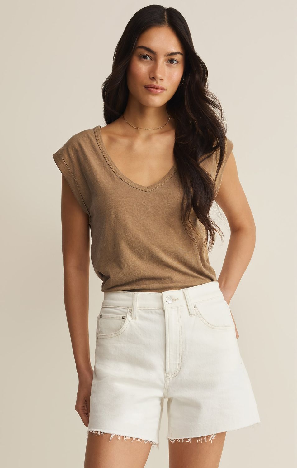 PER DIEM V NECK TANK ZT262989, Color: TAO, Size: XS