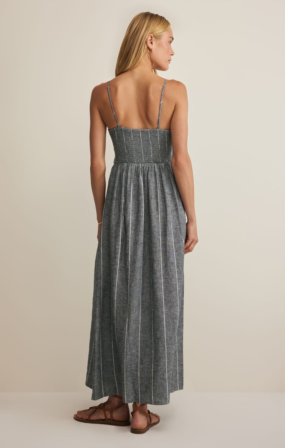 ROMY STRIPED MAXI DRESS ZD262606, Color: ECP, Size: XS