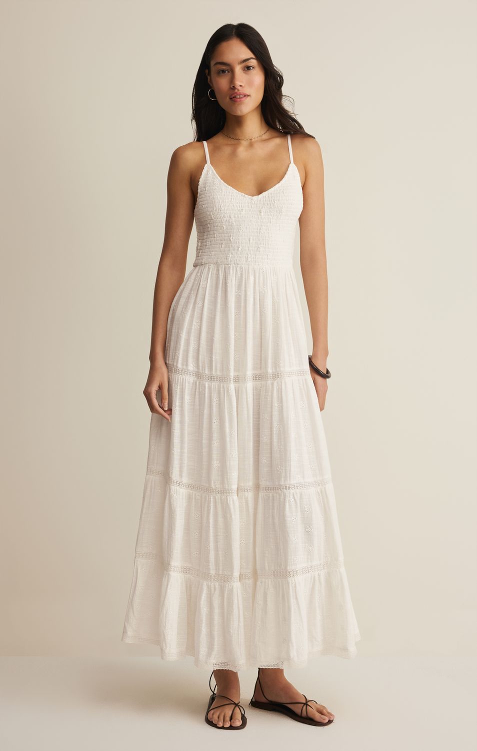 BEHATI EYELET MIDI DRESS ZD262796, Color: WHITE, Size: XS