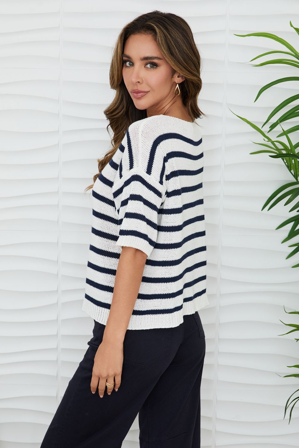 STRIPE CROCHET SHORT SLEEVE 800962