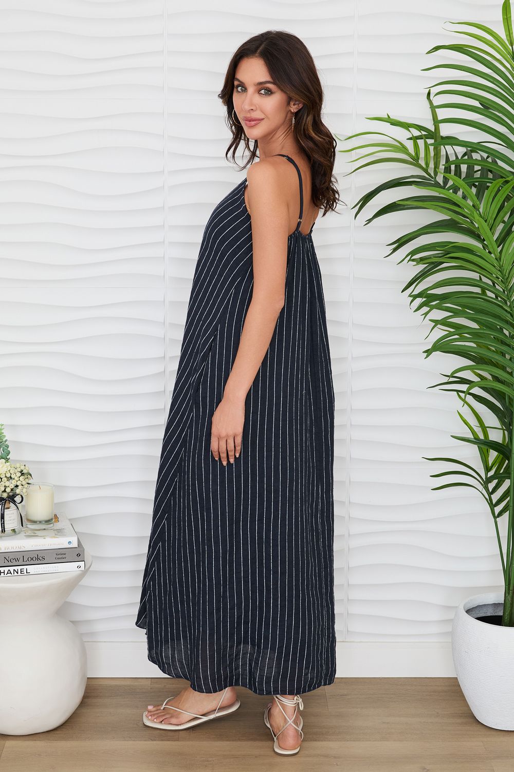 TEXTURED SPAGHETTI MAXI DRESS 155082R