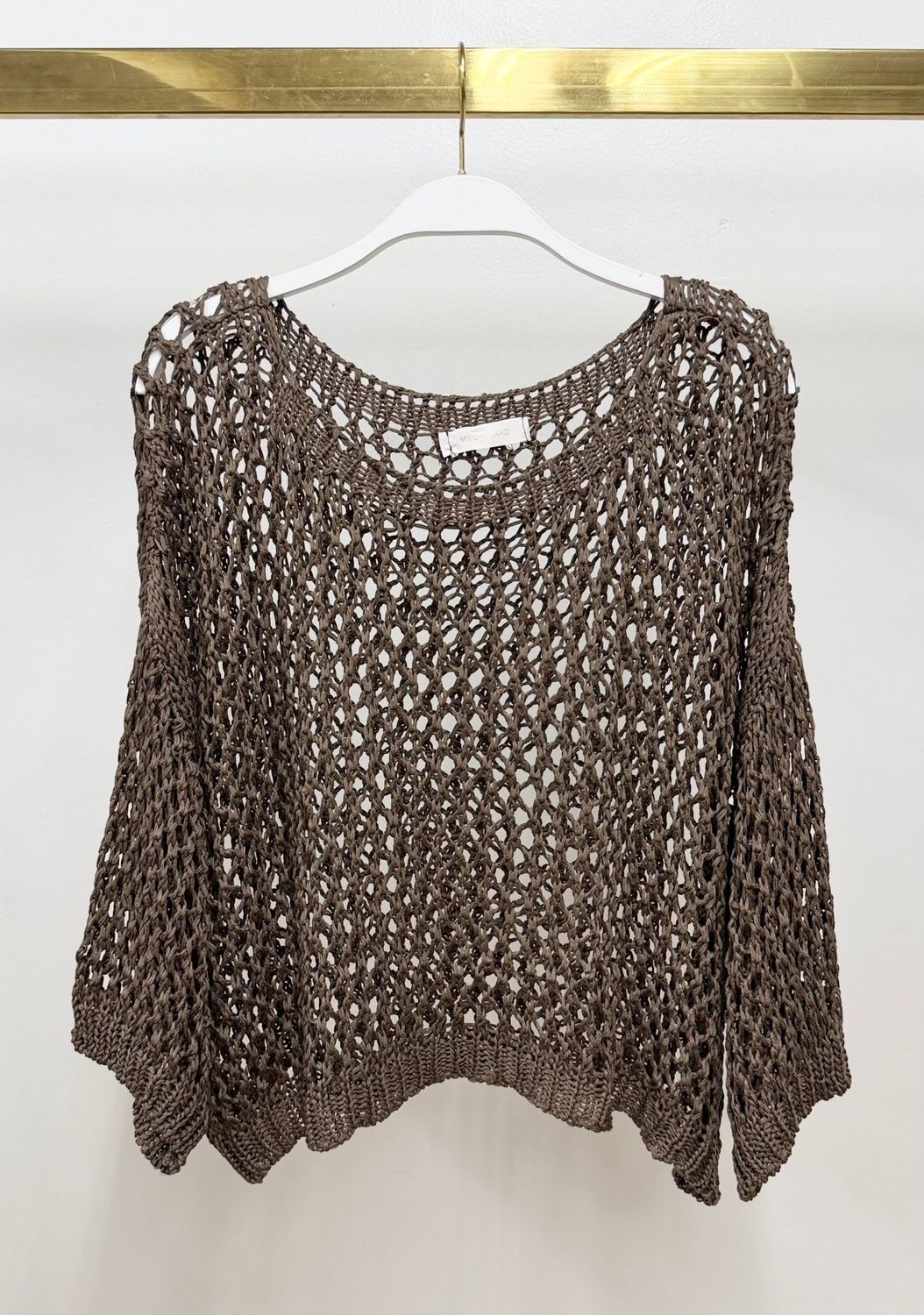 CROCHET KNIT TOP  800948 CHOC OS