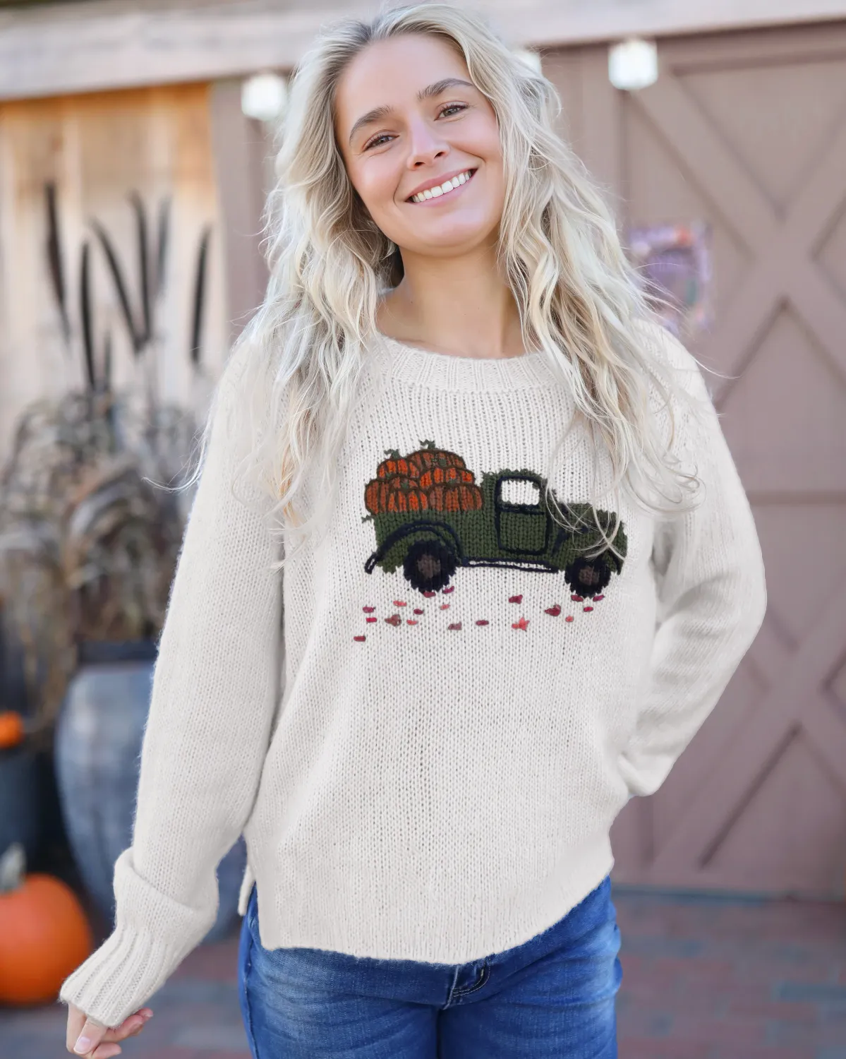 PUMPKIN TRUCK CREW CHUNKY K57YPE2W685, Color: ALMD BUTR, Size: XS/S