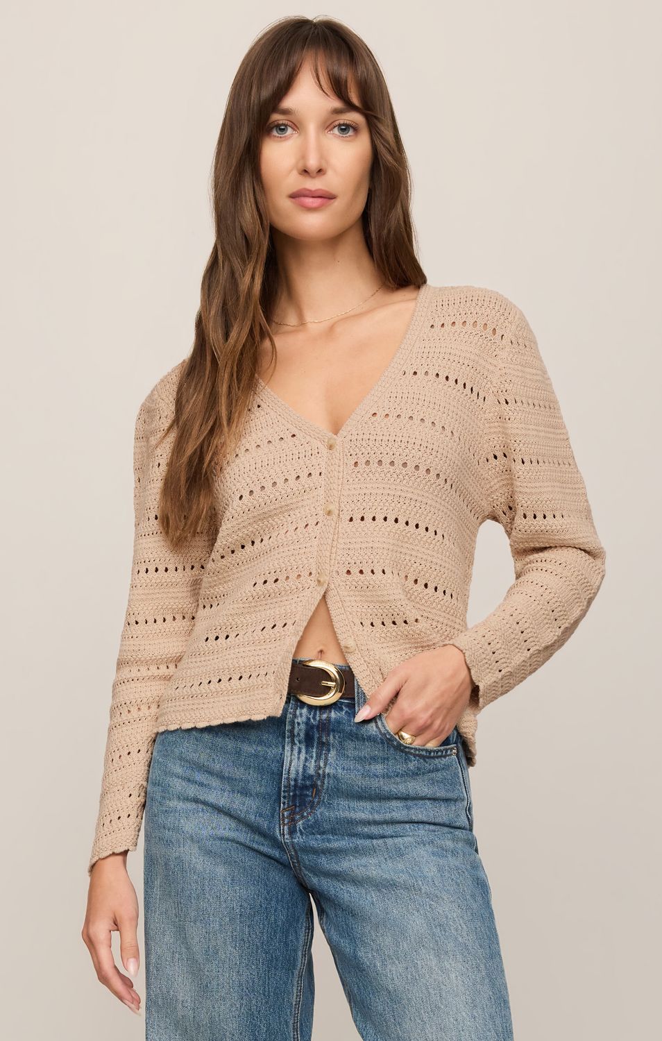 AVEN CROCHET SWEATER ZW263331, Color: SFE, Size: XS