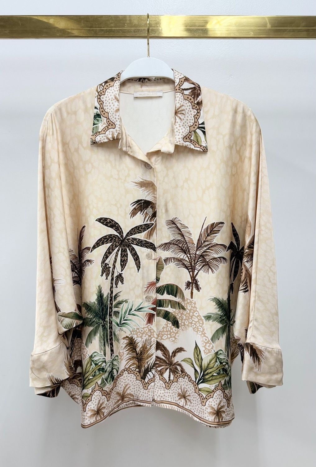 SAVANNA PALM BTTN DWN 800881, Color: BGE/GRN, Size: XS/SM