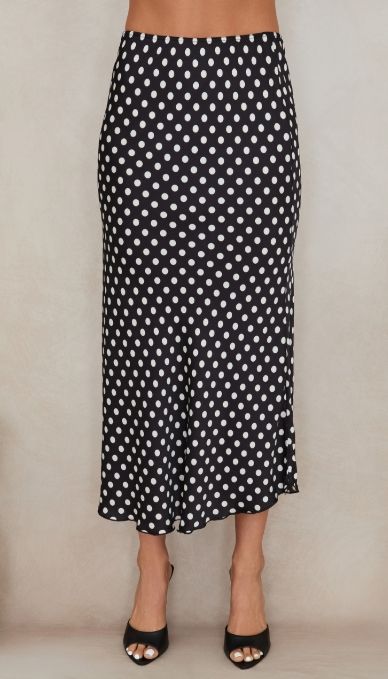 POLKADOT SILKY MAXI SKIRT 235187/9298