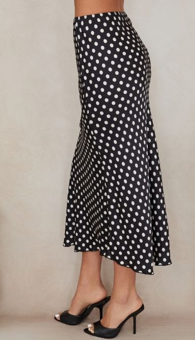 POLKADOT SILKY MAXI SKIRT 235187/9298