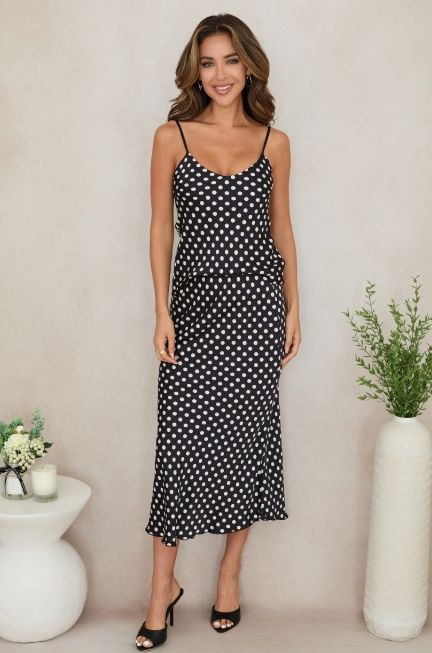 POLKADOT SILKY MAXI SKIRT 235187/9298