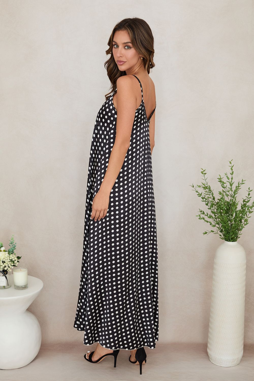 POLKADOT SILKY SLIP DRESS 235192/20993