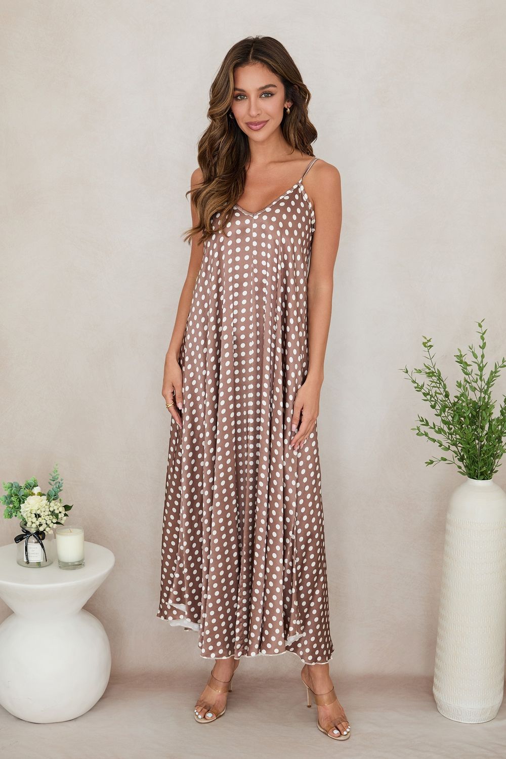 POLKADOT SILKY SLIP DRESS 235192/20993