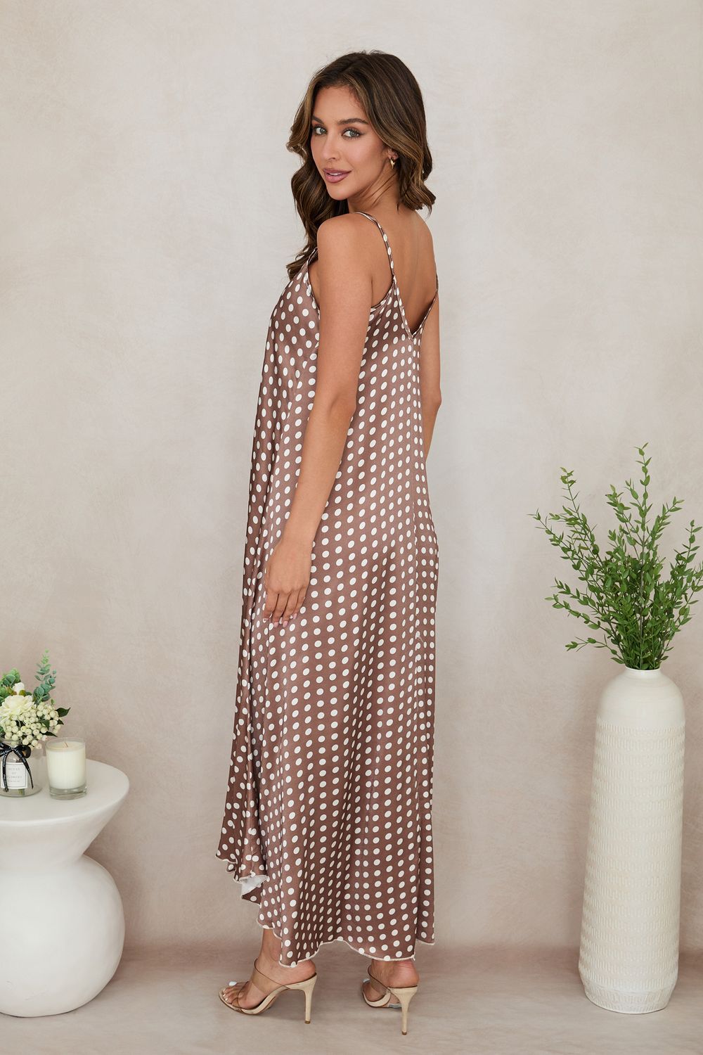 POLKADOT SILKY SLIP DRESS 235192/20993