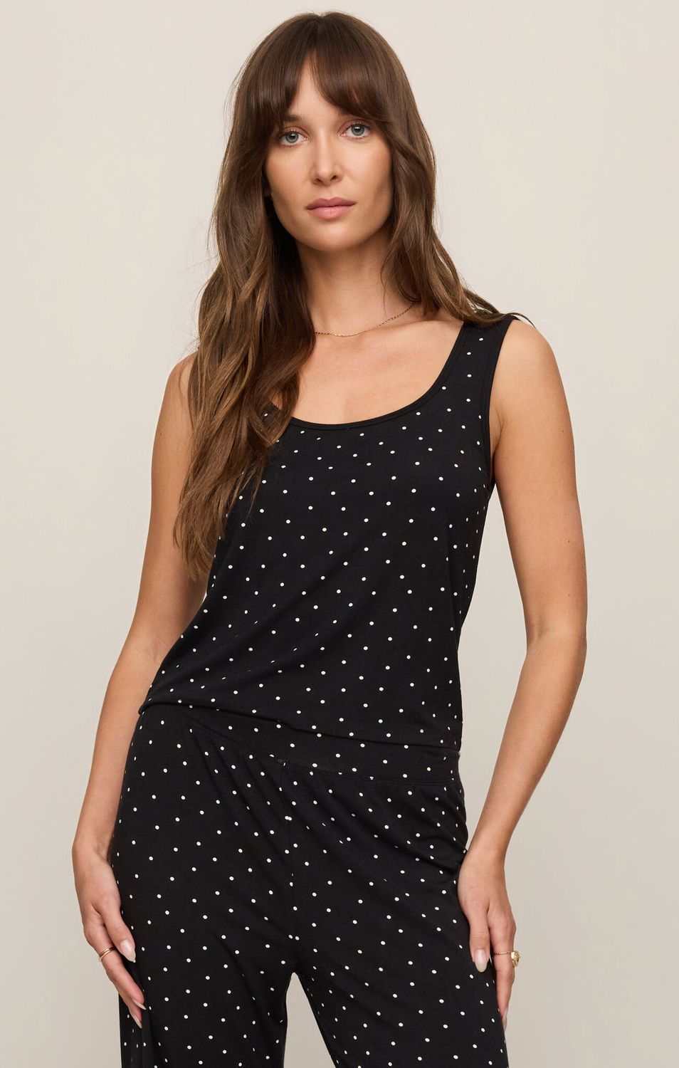 LUXE DOT TANK ZLT263532, Color: BLK, Size: XS
