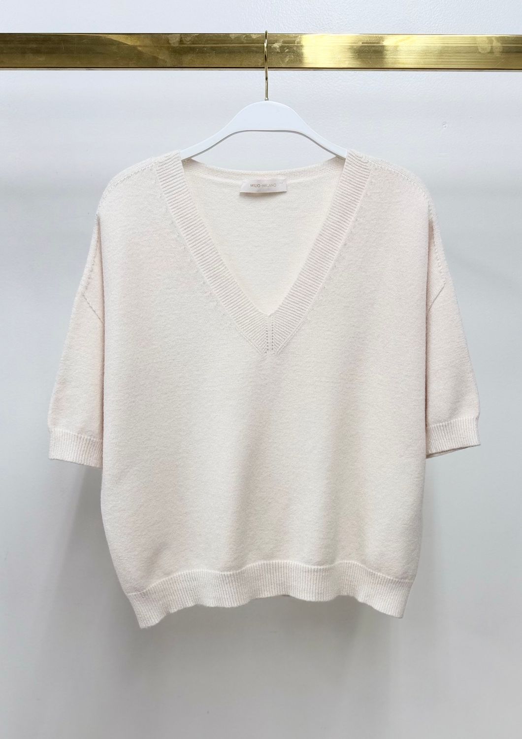 V-NECK 3/4 SLEEVE KNIT TOP 330153, Color: CLSC IVRY, Size: XS/S