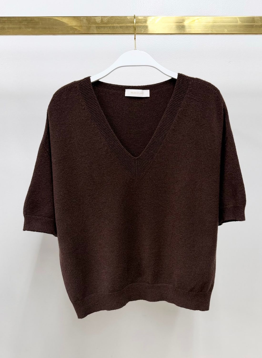 V-NECK 3/4 SLEEVE KNIT TOP 330153