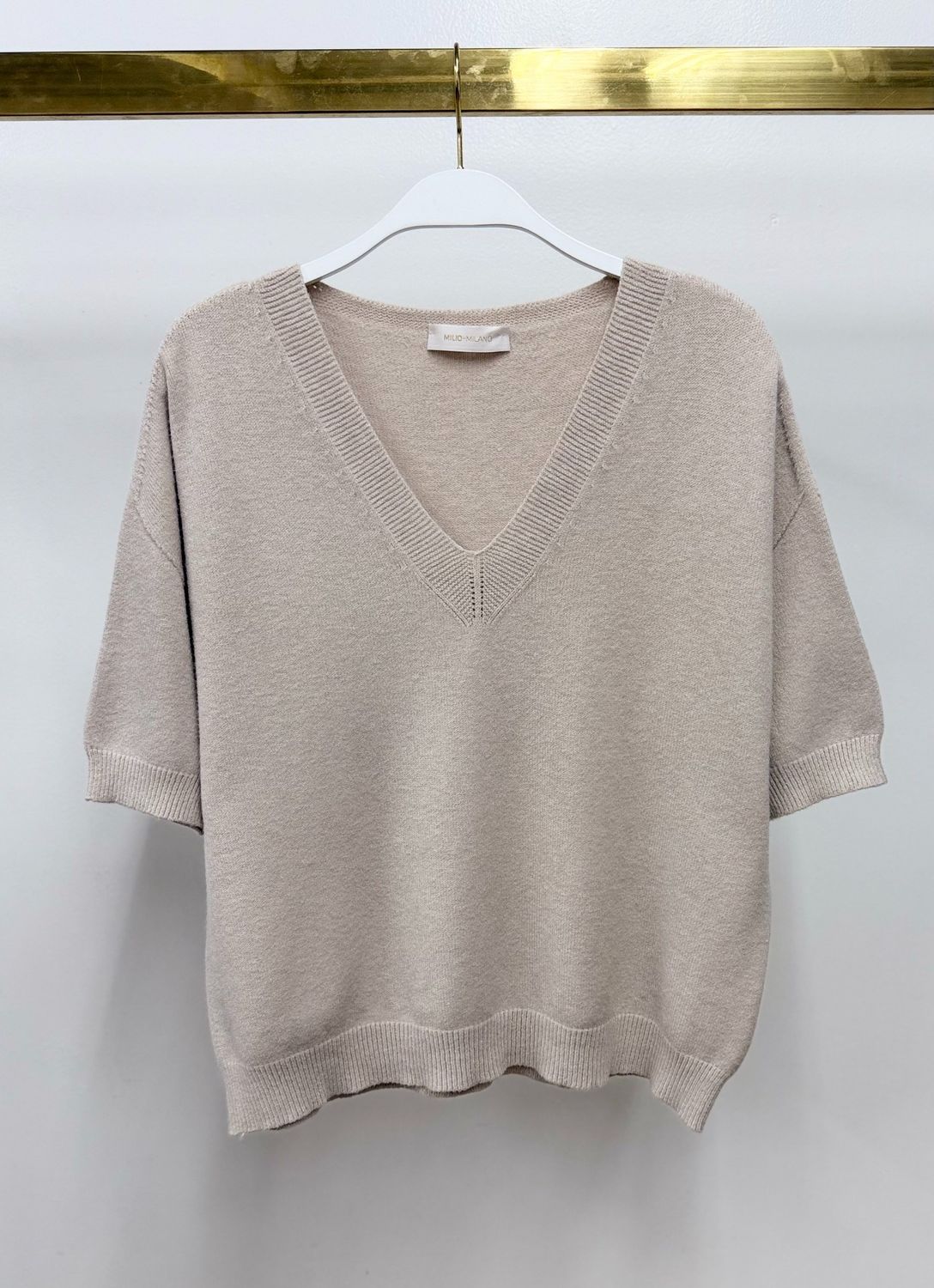 V-NECK 3/4 SLEEVE KNIT TOP 330153