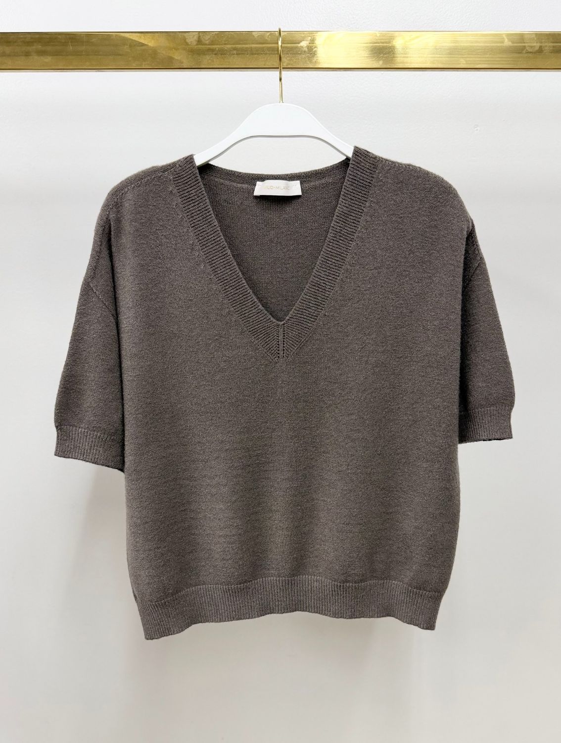 V-NECK 3/4 SLEEVE KNIT TOP 330153