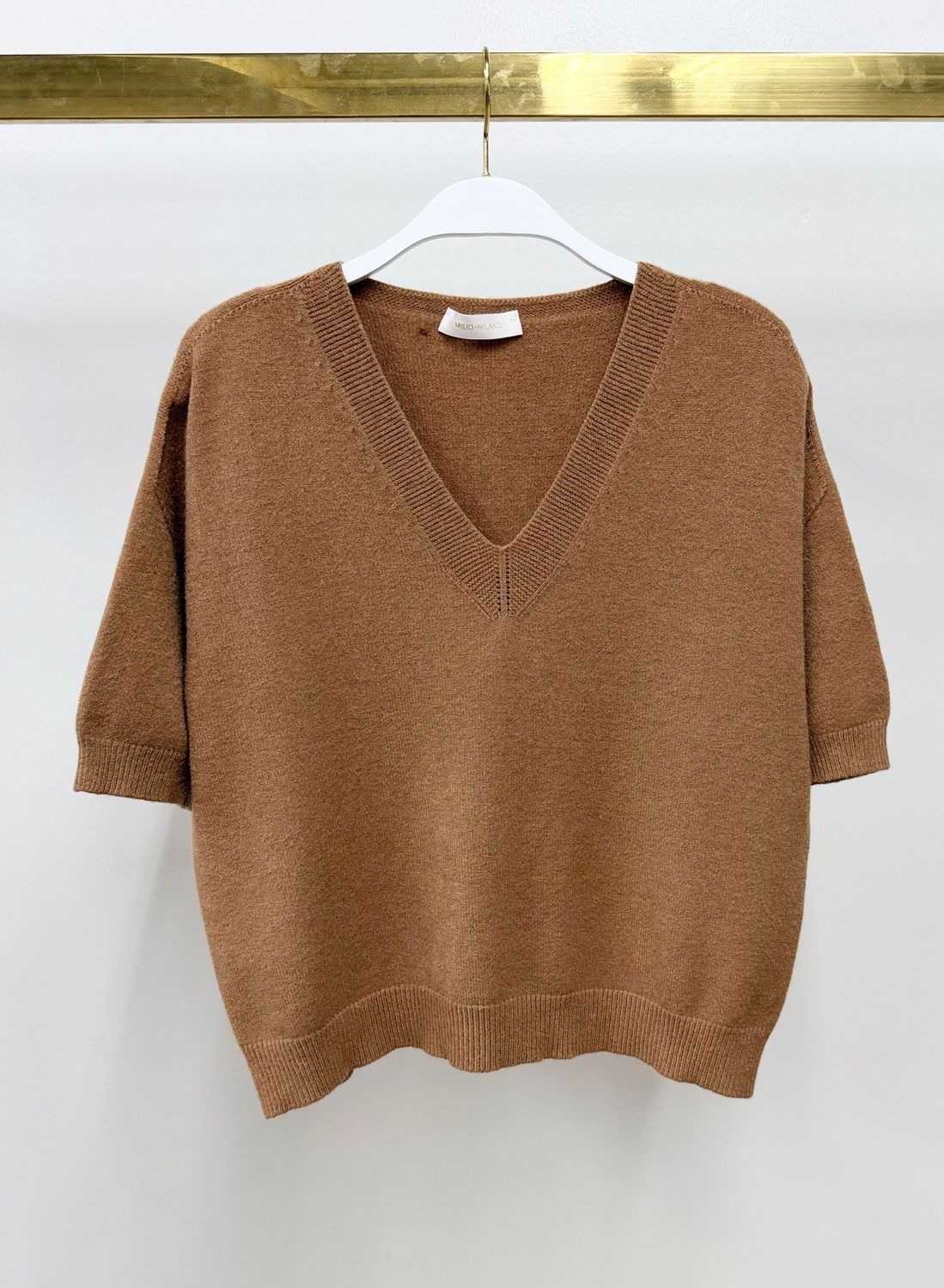 V-NECK 3/4 SLEEVE KNIT TOP 330153