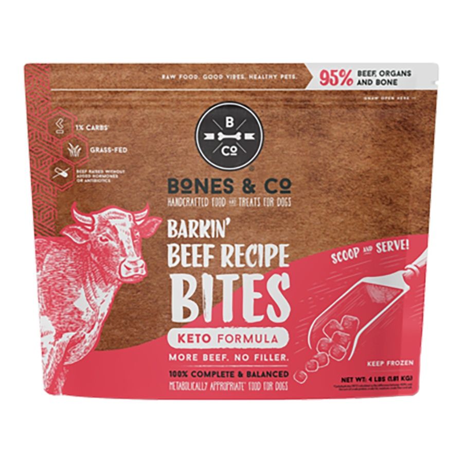 BONES &amp; Co Dog Frozen Grain Free Beef Bites 4lbs
