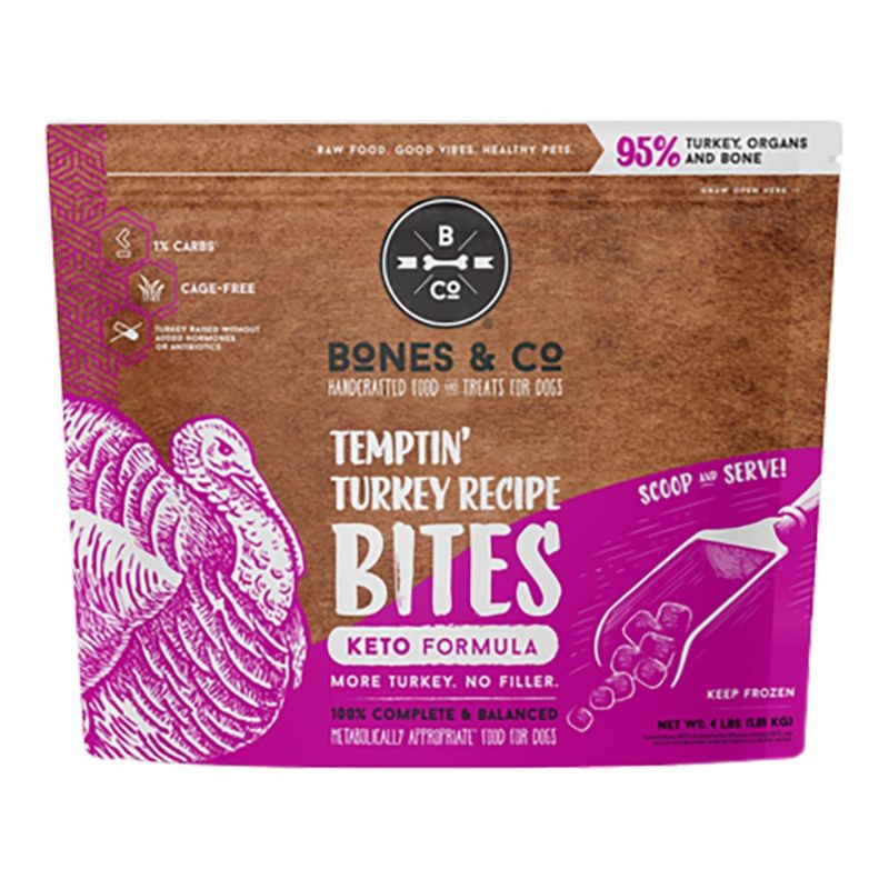BONES &amp; Co Dog Frozen Grain Free Turkey Bites 4lbs