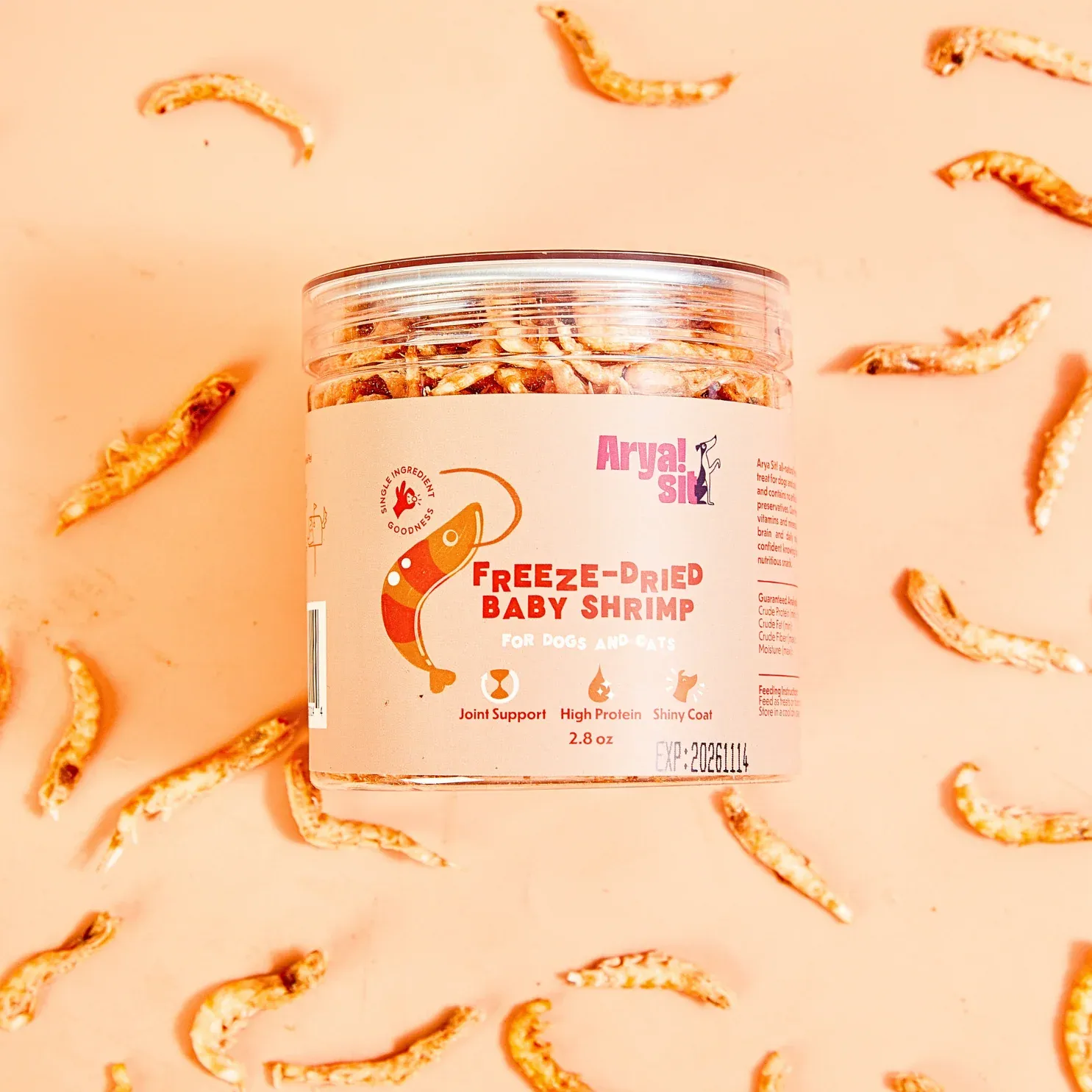 ARYA SIT! Freeze-dried Shrimp 2.8oz, Size: 2.8 oz