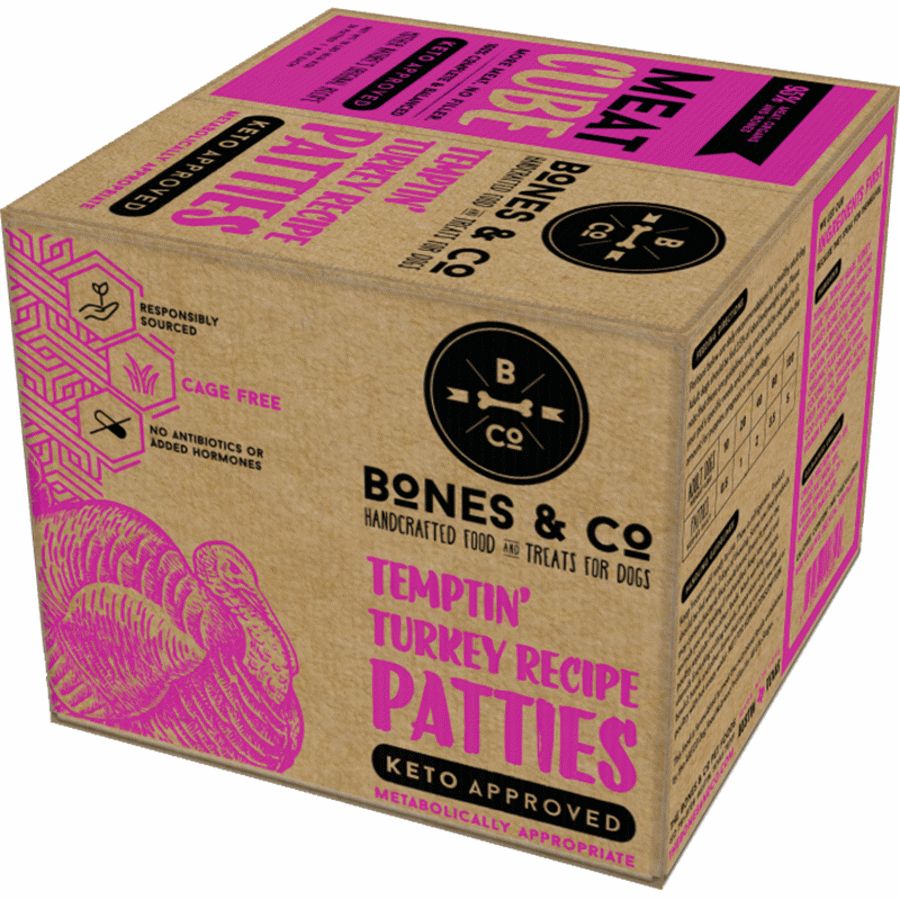 BONES &amp; Co Dog Frozen Grain Free Turkey Meat Cube 18lbs
