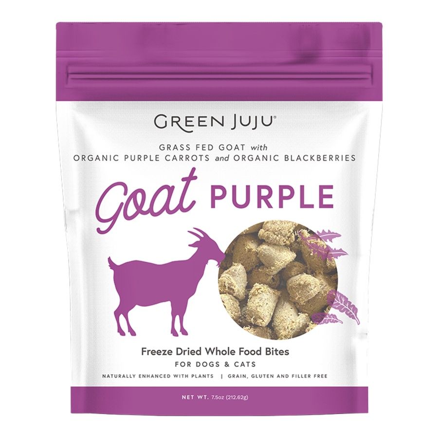 GREEN JUJU DOG &amp; CAT FREEZE-DRIED GRAIN FREE WHOLE FOOD BITE GOAT PURPLE TOPPERS 7.5OZ