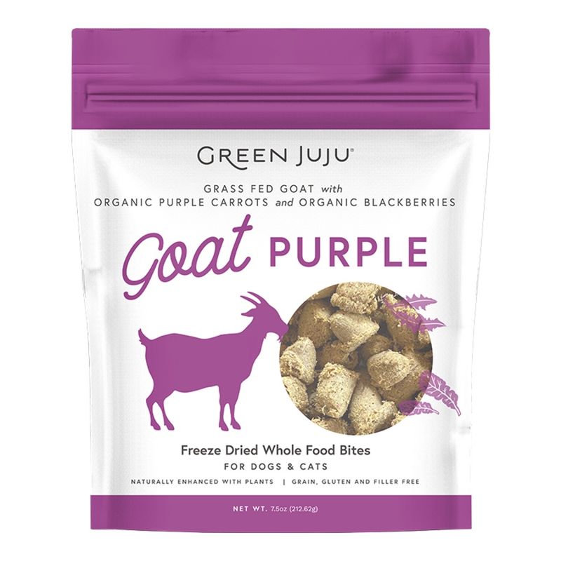GREEN JUJU DOG &amp; CAT FREEZE-DRIED GRAIN FREE WHOLE FOOD BITE GOAT PURPLE TOPPERS 7.5OZ