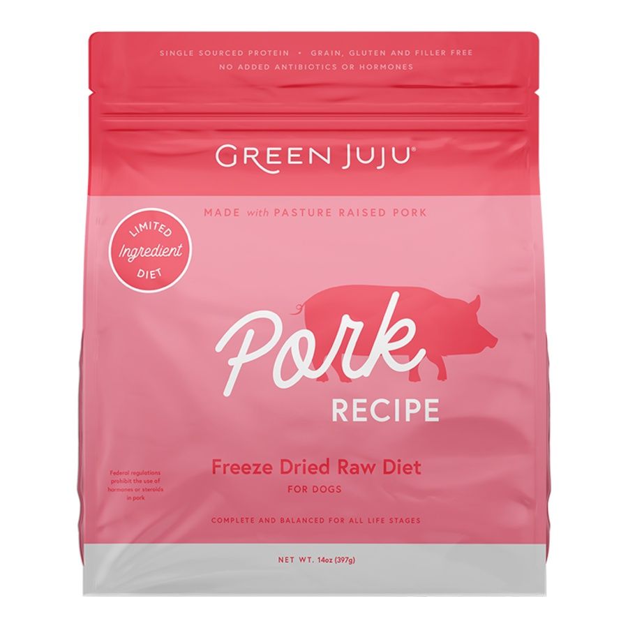 GREEN JUJU DOG &amp; CAT FREEZE-DRIED RAW GRAIN FREE LIMITED INGREDIENT DIET PORK 14OZ