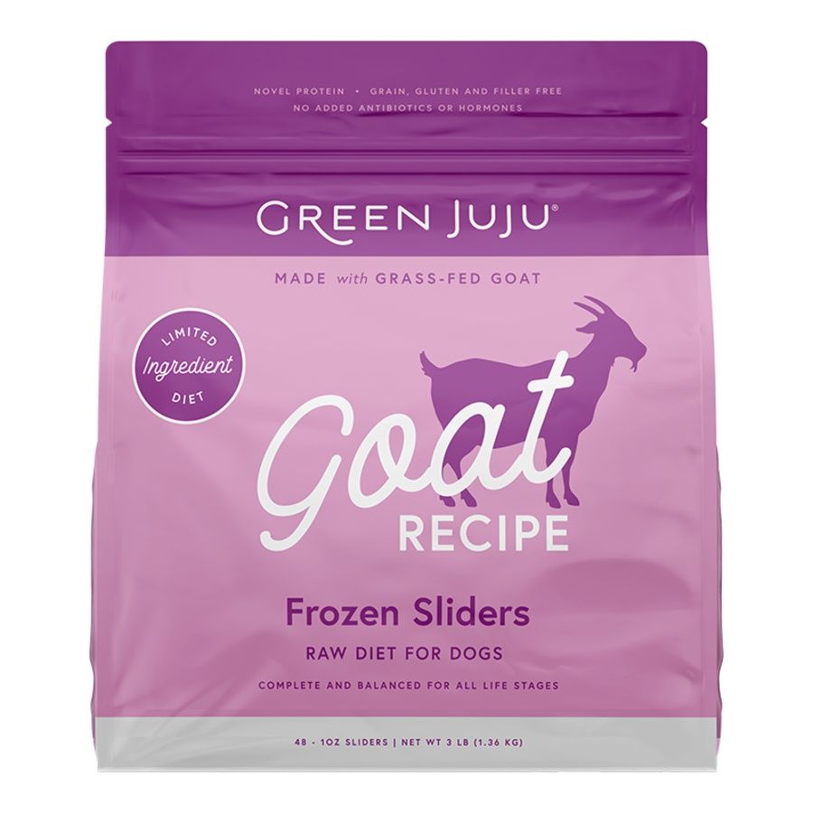 GREEN JUJU DOG &amp; CAT FROZEN RAW GRAIN FREE LIMITED INGREDIENT DIET GOAT SLIDERS 3LBS