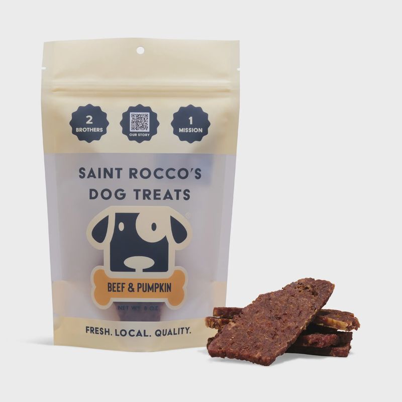 SAINTS ROCCOS BEEF &amp; PUMPKIN DOG TREAT 8OZ