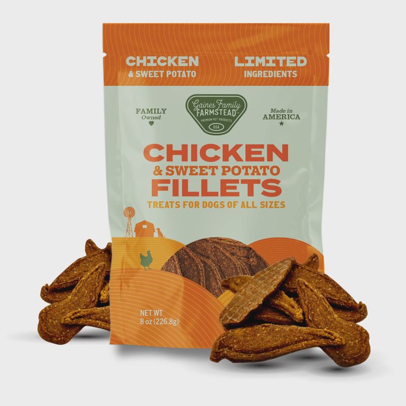 GAINES FAMILY FARMSTEAD CHICKEN &amp; SWEET POTATO FILLETS 8OZ