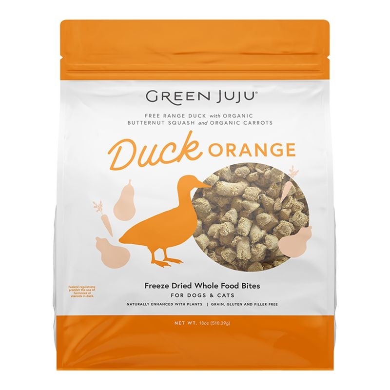 GREEN JUJU Dog &amp; Cat Freeze-dried Grain Free Whole Food Bite Duck Orange Topper