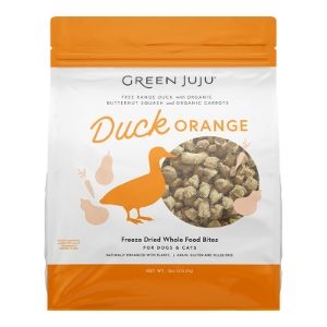 GREEN JUJU Dog &amp; Cat Freeze-dried Grain Free Whole Food Bite Duck Orange Topper, Size: 18 oz