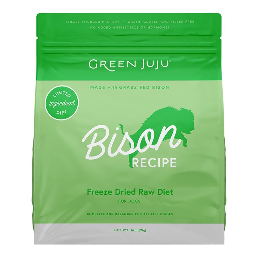GREEN JUJU DOG &amp; CAT FREEZE-DRIED RAW GRAIN FREE LIMITED INGREDIENT DIET BISON 14OZ