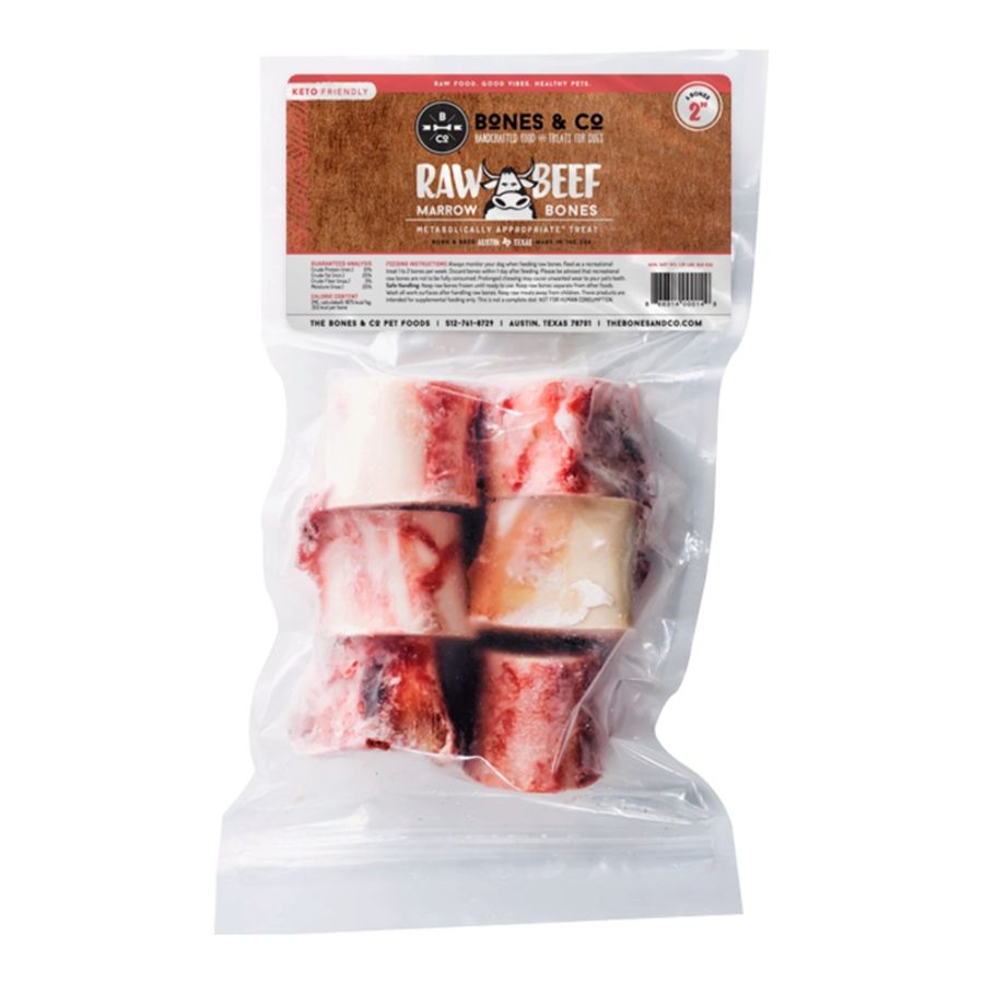 BONES &amp; CO Dog Frozen Grain Free Beef Bone, Size: 2 inch, 6 pack