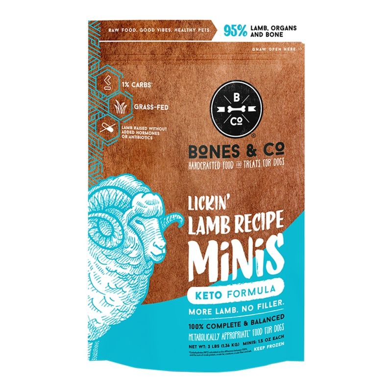 BONES &amp; Co Dog Frozen Grain Free Minis Lamb 3lb